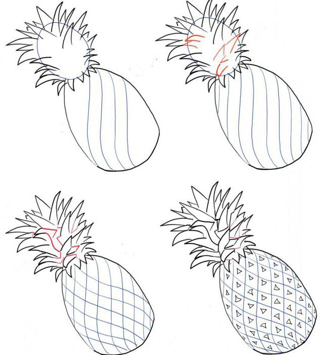 Подробности за това как да нарисувате ананас